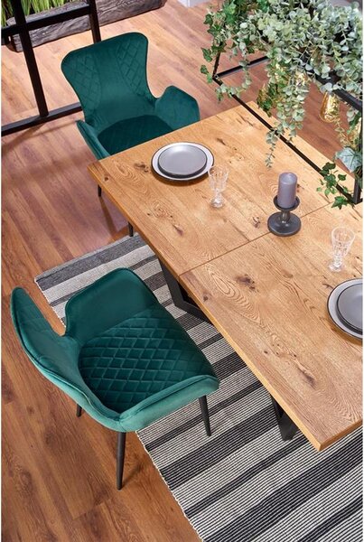 Masa extensibila Massive, stejar/negru, 160-250x90x77 cm