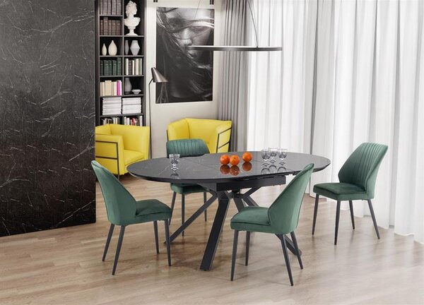 Masa bucatarie extensibila neagra Vertigo, 130-180 / 130/76 CM
