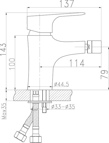 Novaservis Titania Nice, baterie bideu cu garnitură, crom, 97011.0