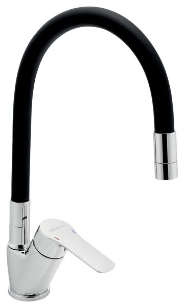 Novaservis, Baterie chiuveta cu brat flexibil negru Metalia 54, crom, 54014F-0C