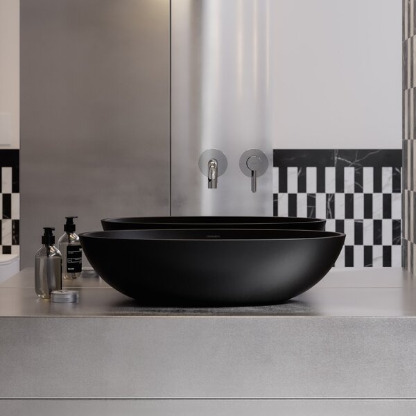 Omnires Shell M+ lavoar 60x35 cm ovale de blat negru mat SHELLUNBLV