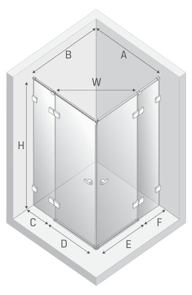 New Trendy Eventa Black Chrome cabină de duș 120x90 cm dreptunghiular negru luciu/sticlă transparentă EXK-6214