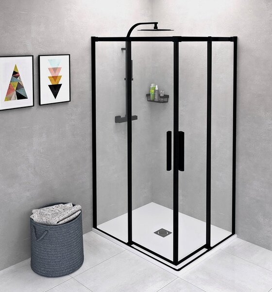 Polysan Polysan, ALTIS LINE BLACK paraș de duș dreptunghiular 900x800 mm, versiune L/P, intrare colț, AL1592BAL1582B