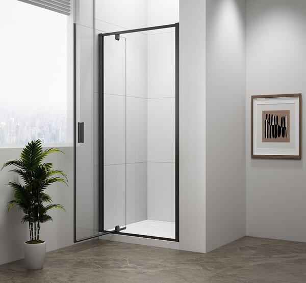 Polysan Polysan, usa de dus cu balamale EASY BLACK 880-1020mm, sticla transparenta, EL1715B