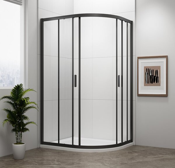 Polysan Polysan, paravan de duș pătrat EASY BLACK 900x800mm, L/R, sticlă transparentă, EL2815B