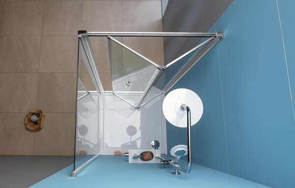 Polysan Polysan, paravan de duș pătrat EASY 800x800mm, ușă pliantă, variantă stânga/dreapta, sticlă transparentă, EL1980EL3215