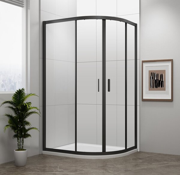 Polysan Polysan, paravan de duș pătrat EASY BLACK 900x800mm, L/R, sticlă transparentă, EL2815B