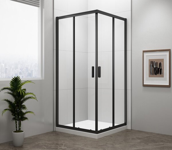 Polysan Polysan, paravan de duș pătrat EASY BLACK 900x900mm, sticlă transparentă, EL5115B