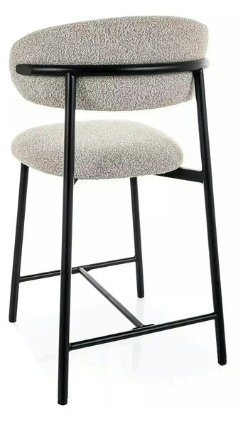 Scaun bar ELTON H-2, bej/negru, stofă/metal, 43x45x91 cm