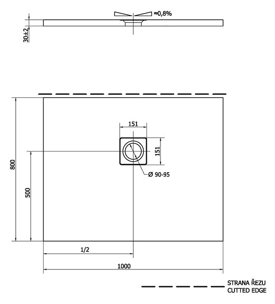 Polysan Polysan, cadita de dus FLEXIA din marmura turnata cu posibilitate de reglare a dimensiunii 100x80cm, 72926