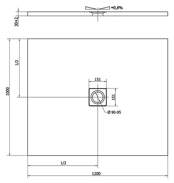 Polysan Polysan, cadita de dus FLEXIA din marmura turnata cu posibilitate de reglare a dimensiunii 120x100x3cm, 71563