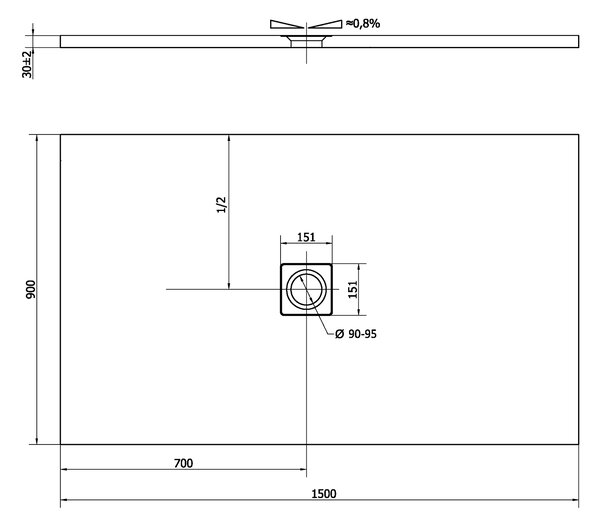 Polysan Polysan, cadita de dus FLEXIA din marmura turnata cu posibilitate de reglare a dimensiunii 150x90x3cm, 72898