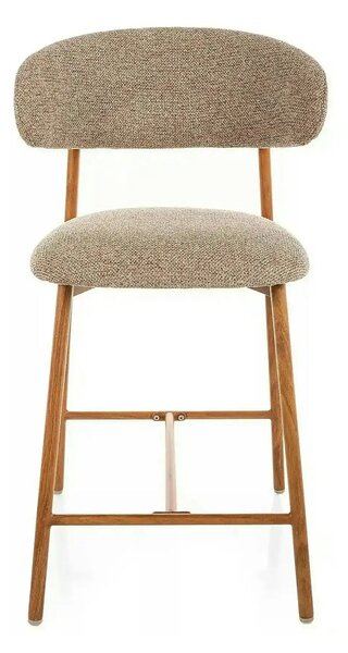Scaun bar ELTON H-2, bej/stejar, stofă/metal, 43x45x91 cm