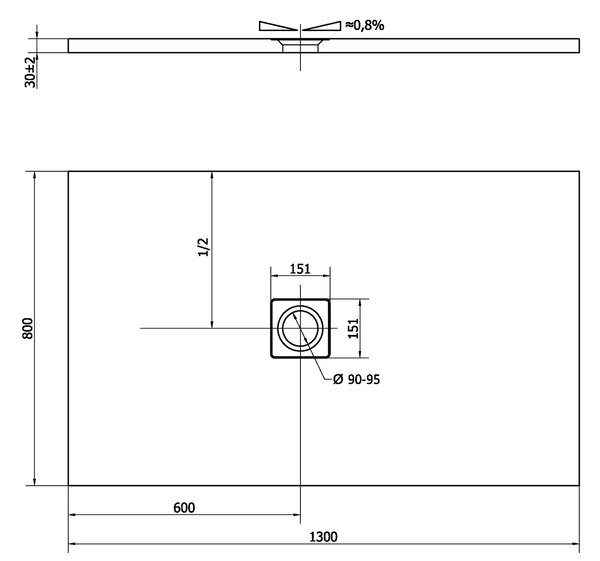 Polysan Polysan, cadita de dus FLEXIA din marmura turnata cu posibilitate de reglare a dimensiunii 130x80x3cm, 72899