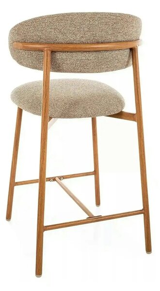 Scaun bar ELTON H-2, bej/stejar, stofă/metal, 43x45x91 cm