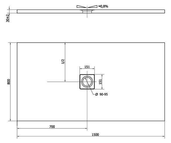 Polysan Polysan, cadita de dus FLEXIA din marmura turnata cu posibilitate de reglare a dimensiunii 150x80x3cm, 72901