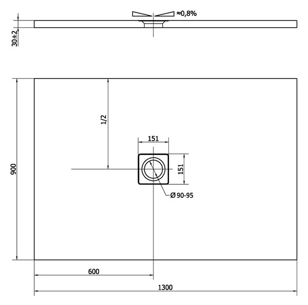 Polysan Polysan, cadita de dus FLEXIA din marmura turnata cu posibilitate de reglare a dimensiunii 130x90x3cm, 72896