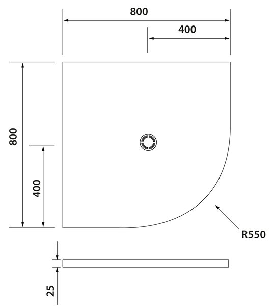 Polysan Polysan, cadă de duș FLEXIA din marmură turnată, sfert de cerc, dimensiune reglabilă, 80x80x2.5cm, R550, 91171
