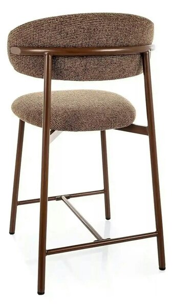 Scaun bar ELTON H-2, cappuccino/nuc, stofă/metal, 43x45x91 cm