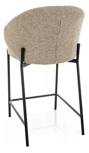 Scaun bar KIOTO H-2, bej/negru, stofă/metal, 54x44x90 cm
