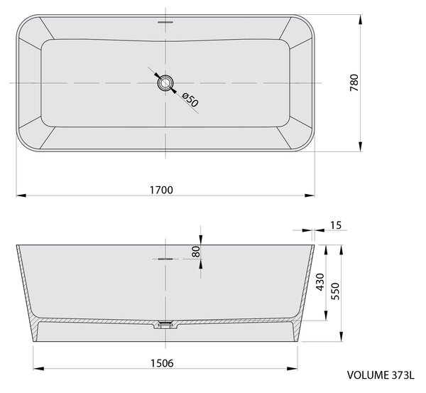Polysan Polysan, cadă de sine stătătoare LEYLA 170x78cm, rockstone, alb mat, 92530