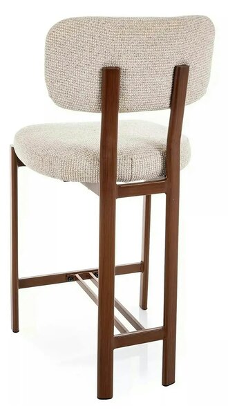 Scaun bar MISAKI H-2, bej deschis/nuc, stofă/metal, 45x44x92 cm