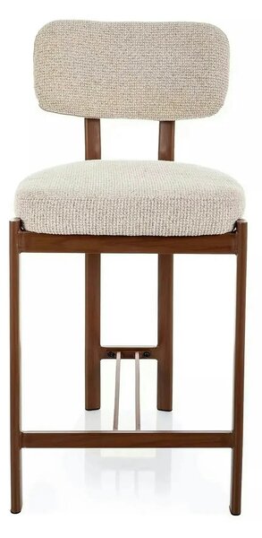 Scaun bar MISAKI H-2, bej deschis/nuc, stofă/metal, 45x44x92 cm