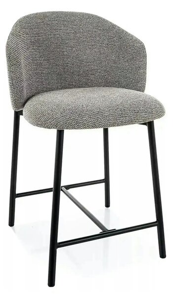 Scaun bar OSAKA H-2, gri/negru, stofă/metal, 54x43x88 cm