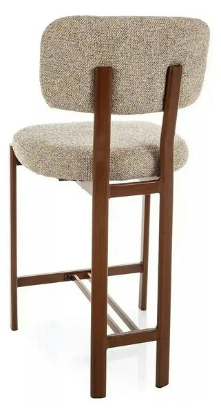 Scaun bar MISAKI H-2, bej/nuc, stofă/metal, 45x44x92 cm