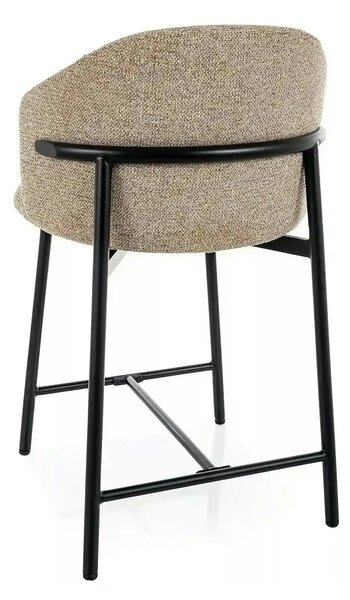 Scaun bar OSAKA H-2, bej/negru, stofă/metal, 54x43x88 cm