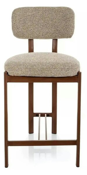 Scaun bar MISAKI H-2, bej/nuc, stofă/metal, 45x44x92 cm