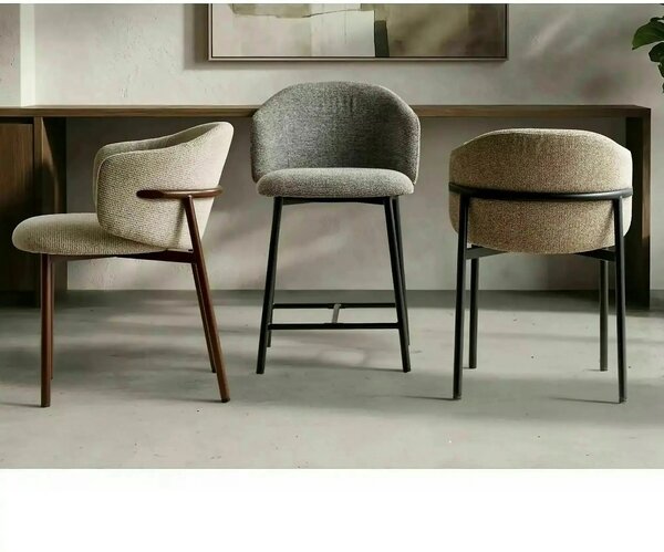 Scaun bar OSAKA H-2, gri/negru, stofă/metal, 54x43x88 cm
