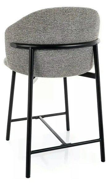 Scaun bar OSAKA H-2, gri/negru, stofă/metal, 54x43x88 cm
