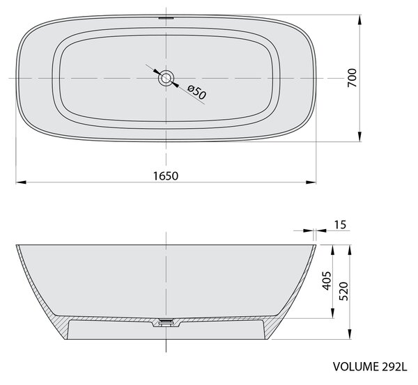 Polysan Polysan, cadă de sine stătătoare MEDINA 165x70cm, rockstone, alb mat, 92430