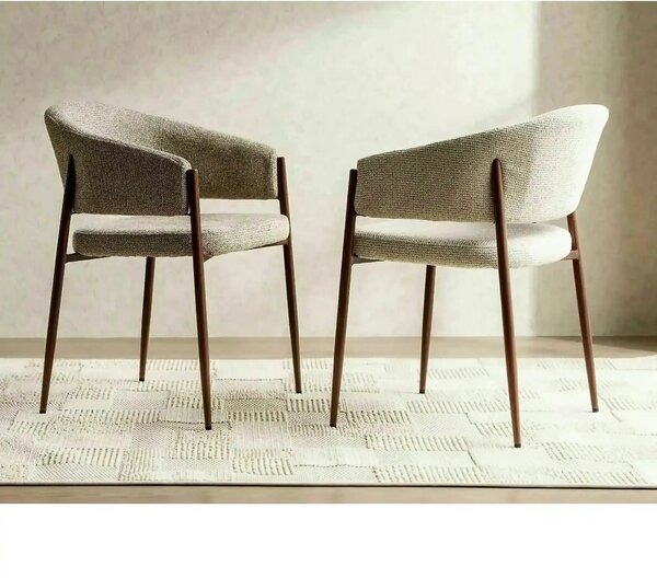 Scaun AKITA D, bej deschis/nuc, stofă/metal, 56x48x78 cm