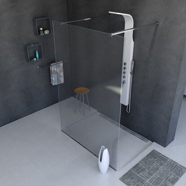 Polysan Polysan, perete DUȘ MODULAR pentru montaj pe perete, dintr-o bucată, 900 mm, cu orificii pentru suport pentru prosoape, MS1-90-D