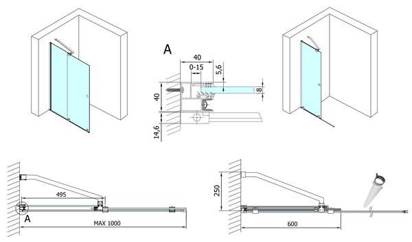 Polysan Polysan, paravan de duș MODULAR cu glisiere 1000 mm, negru, MS5-100B