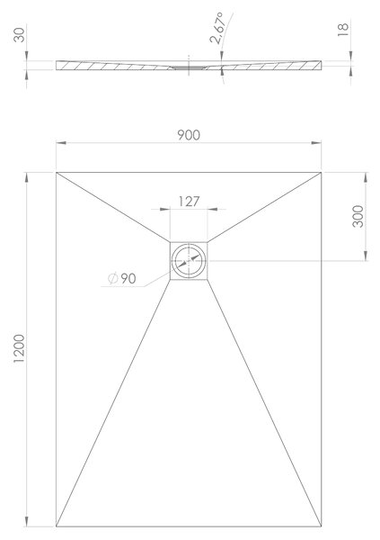 Polysan Polysan, cadita de dus TRENECA din marmura turnata cu posibilitate de reglare a dimensiunii 120x90cm, negru mat, 84307.21