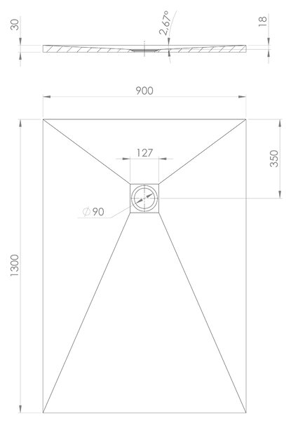 Polysan Polysan, cadă de duș TRENECA din marmură turnată cu posibilitate de reglare a dimensiunii 130x90cm, gri mat, 84308.31
