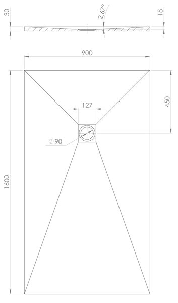 Polysan Polysan, cadita de dus TRENECA din marmura turnata cu posibilitate de reglare a dimensiunii 160x90cm, negru mat, 84311.21