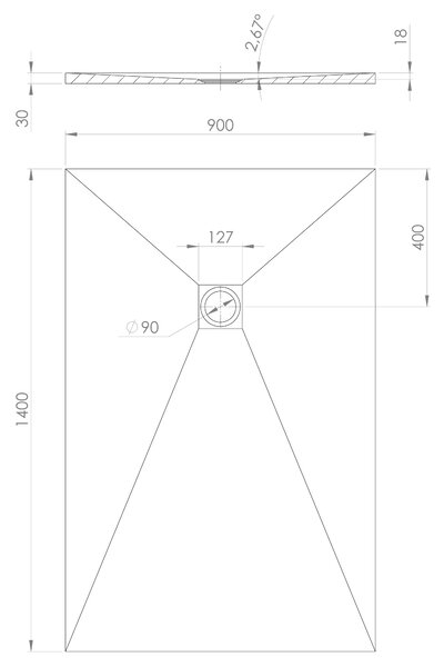 Polysan Polysan, cadita de dus TRENECA din marmura turnata cu posibilitate de reglare a dimensiunii 140x90cm, alb mat, 84309.11