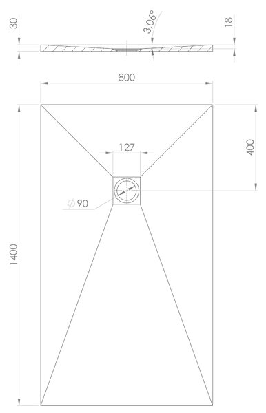 Polysan Polysan, cadă de duș TRENECA din marmură turnată cu posibilitate de reglare a dimensiunii 140x80cm, gri mat, 84304.31