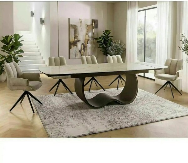 Scaun GIO, bej/negru, stofă/metal, 62x46x86 cm