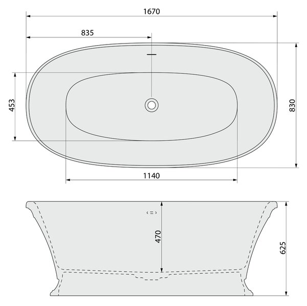Polysan Polysan, cadă autoportanta VELIA turnată marmură 167x83x62,5cm, alb, 92230