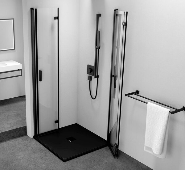 Polysan Polysan, paravan de duș pătrat ZOOM BLACK 900x900mm, intrare colț, ZL4915BL-02