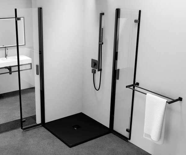 Polysan Polysan, paravan de duș pătrat ZOOM BLACK 900x900mm, intrare colț, ZL4915BL-02