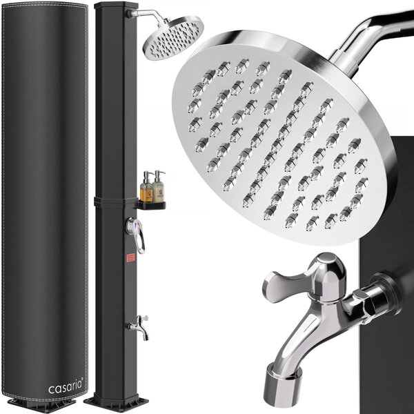 Duș solar cu capac HAVANA, 35 l, negru Casaria