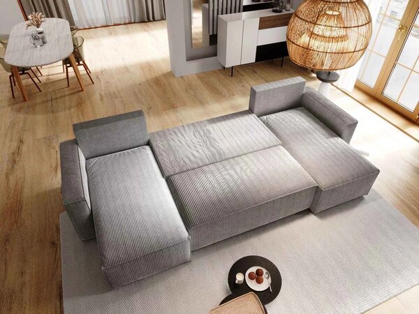 Coltar in forma de U SMART COSARO 295x140 cm, albastru inchis