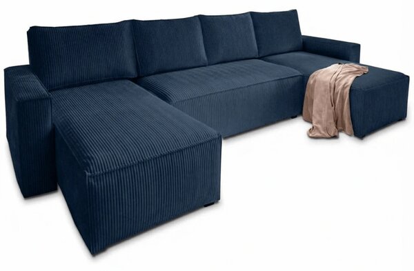 Coltar in forma de U SMART COSARO 295x140 cm, albastru inchis