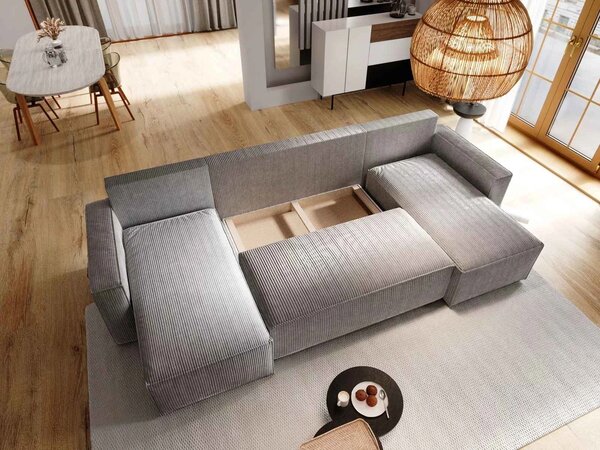 Coltar in forma de U SMART COSARO 295x140 cm, albastru inchis